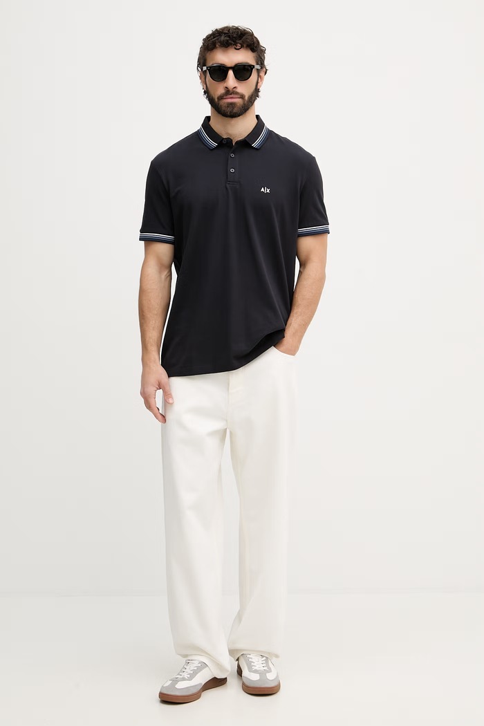 Armani Exchange polo pentru bărbați, din bumbac XM002326.AF13026 bleumarin SS26