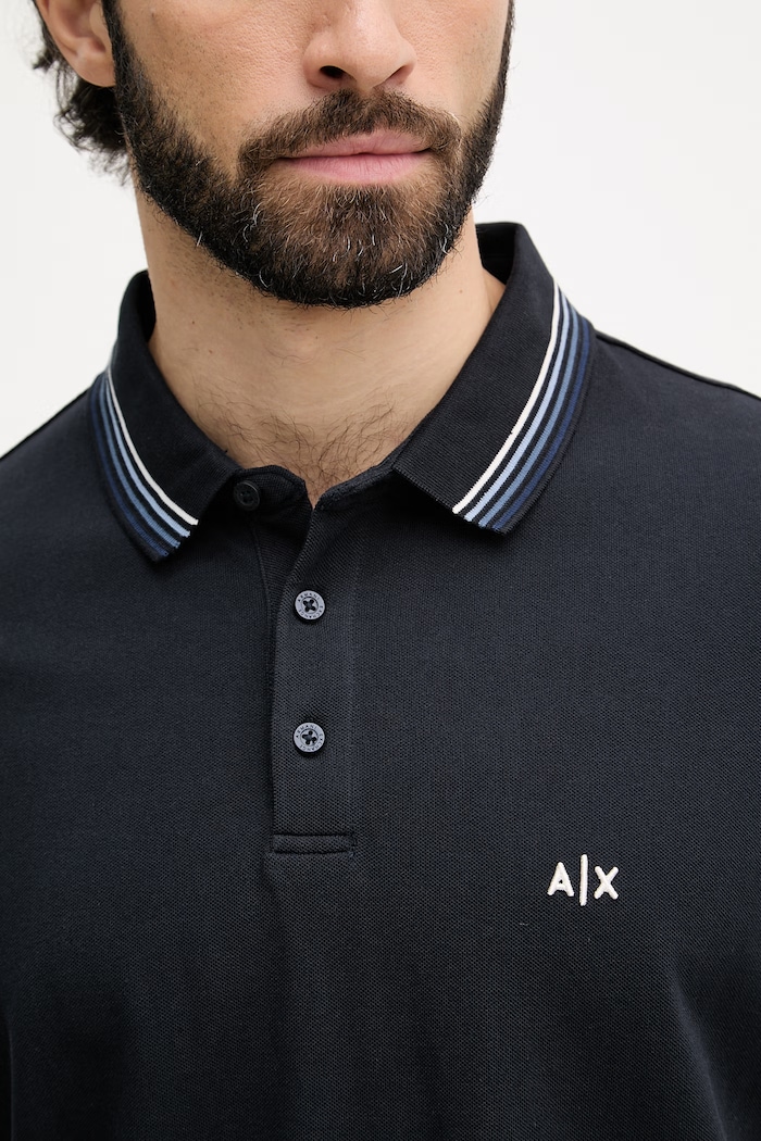Armani Exchange polo pentru bărbați, din bumbac XM002326.AF13026 bleumarin