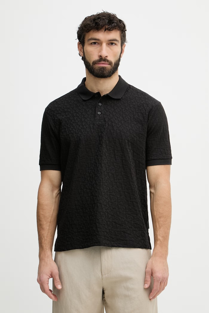 Armani Exchange тениска с яка мъжка памучна черен XM002346.AF10337