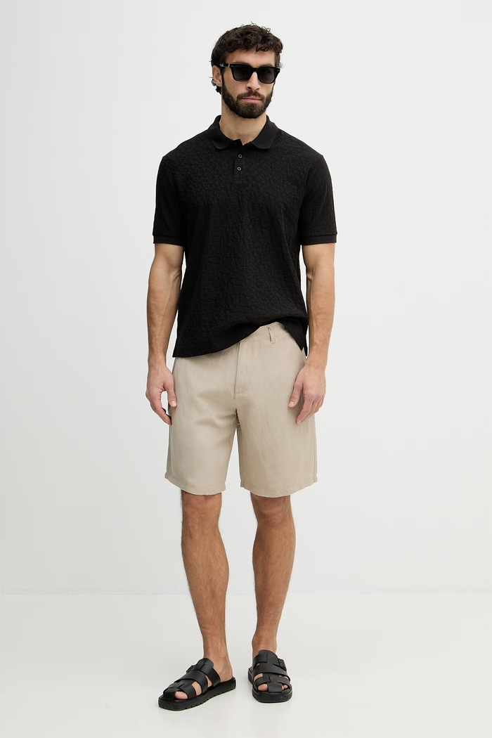 Armani Exchange тениска с яка мъжка памучна XM002346.AF10337 черен SS26
