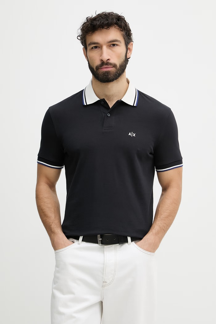 Pánske bavlnené polo tričko Armani Exchagne tmavomodrá XM002350.AF10366