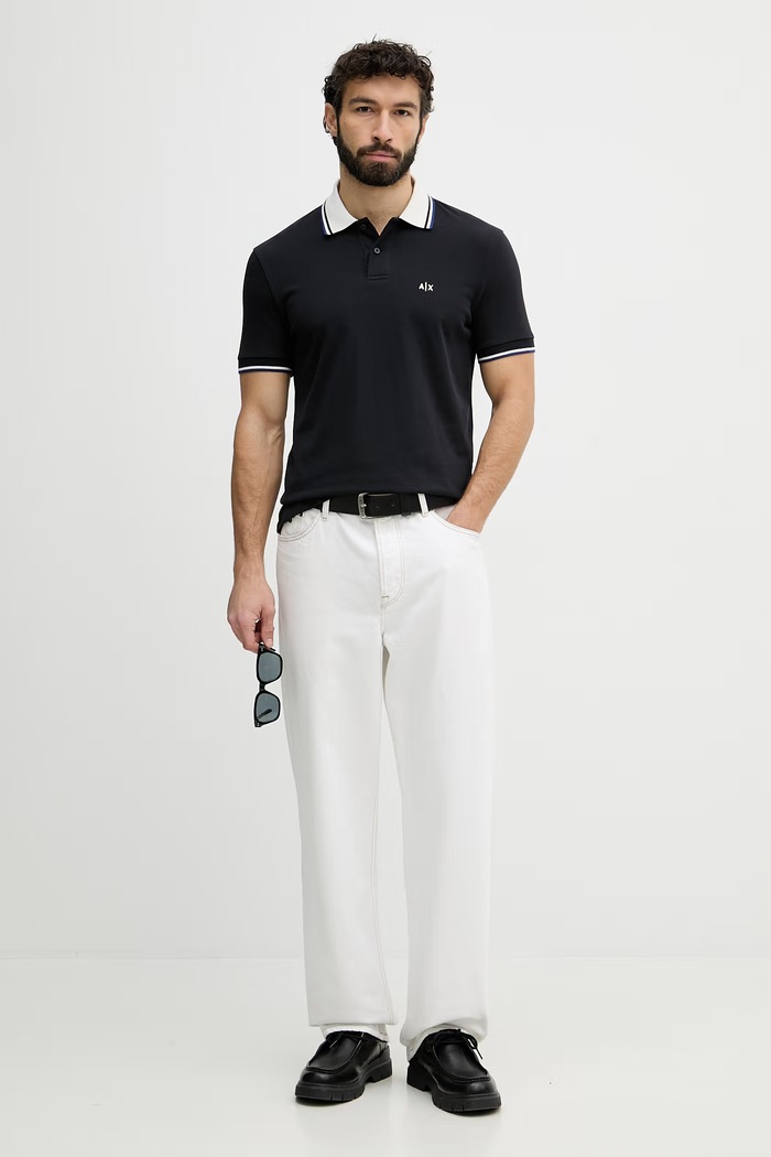 Pánske bavlnené polo tričko Armani Exchagne XM002350.AF10366 tmavomodrá SS26