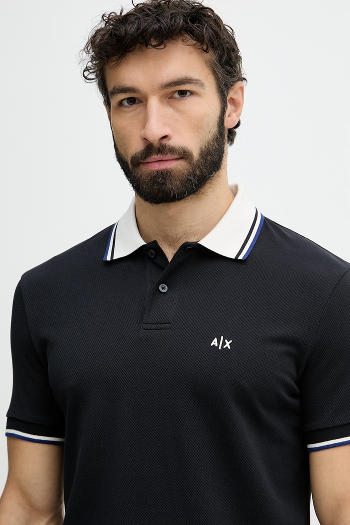 Pánske bavlnené polo tričko Armani Exchagne tmavomodrá XM002350.AF10366
