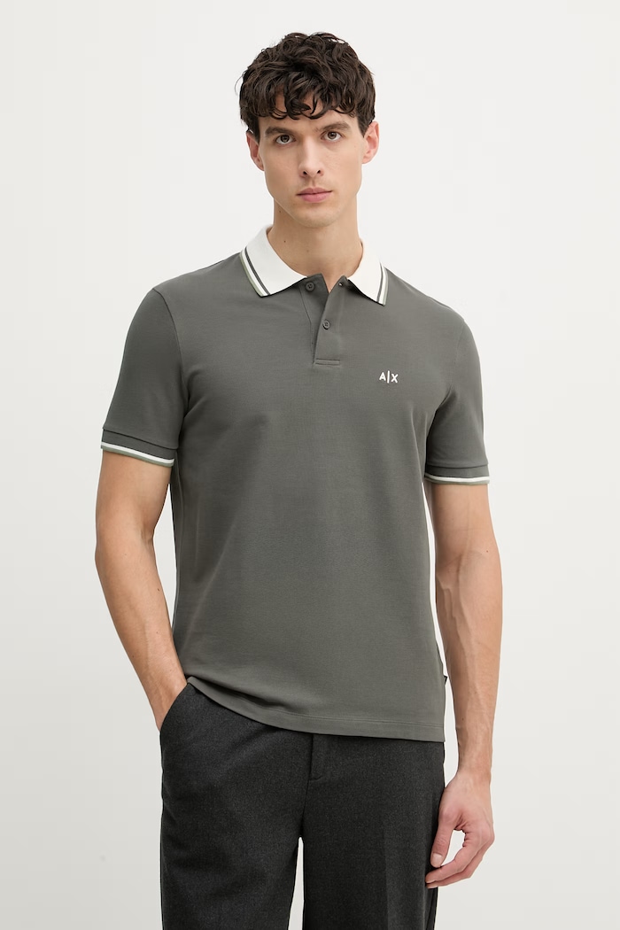 Armani Exchange polo za muškarce od pamuka zelena XM002350.AF10366