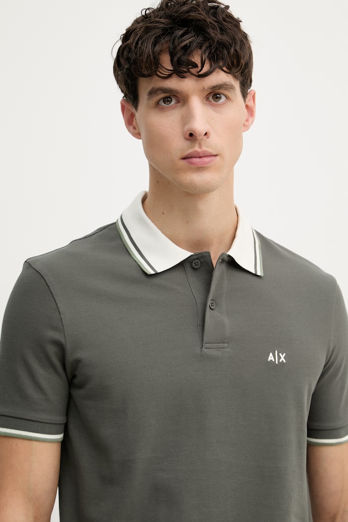 Armani Exchange polo za muškarce od pamuka zelena XM002350.AF10366