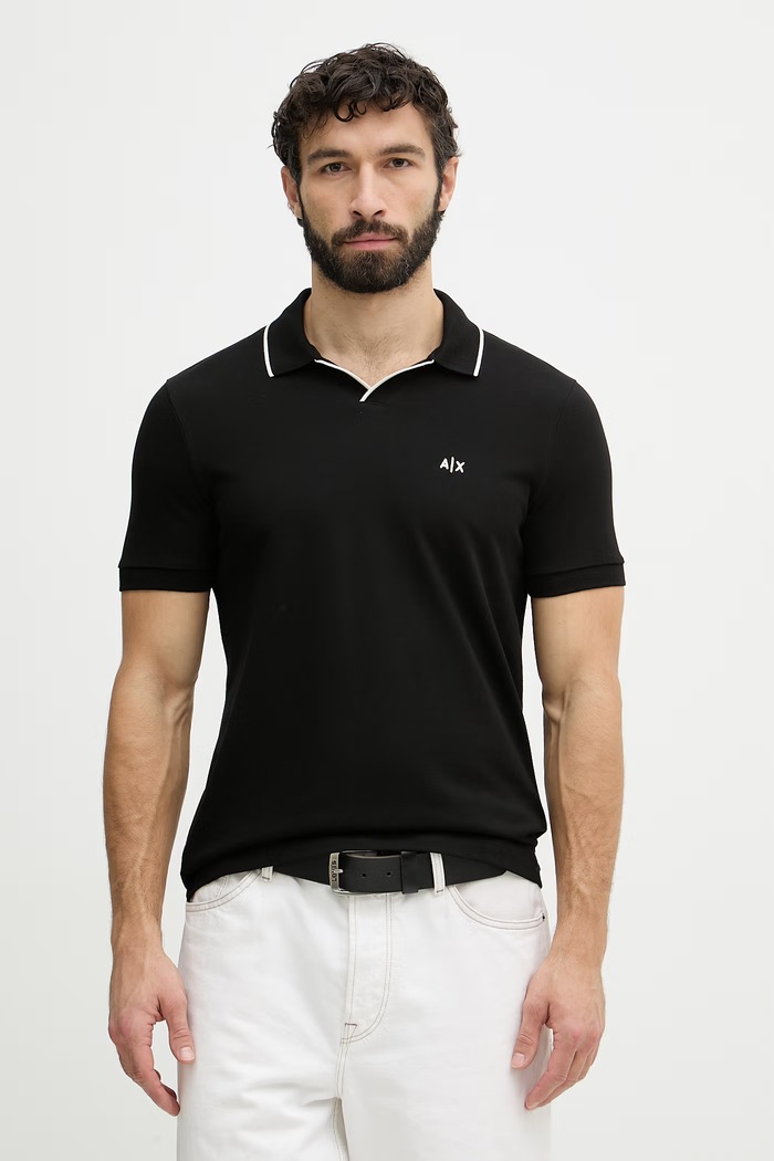 Armani Exchange поло для мужчин из хлопка чёрный XM002401.AF10366