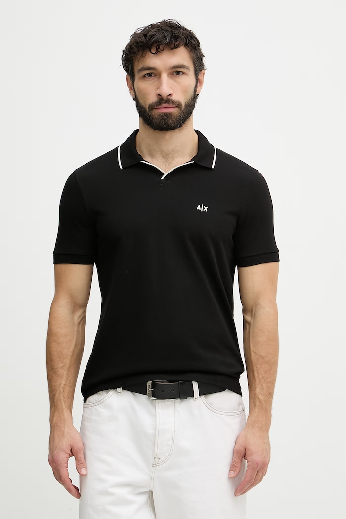 Armani Exchange поло для мужчин из хлопка чёрный XM002401.AF10366