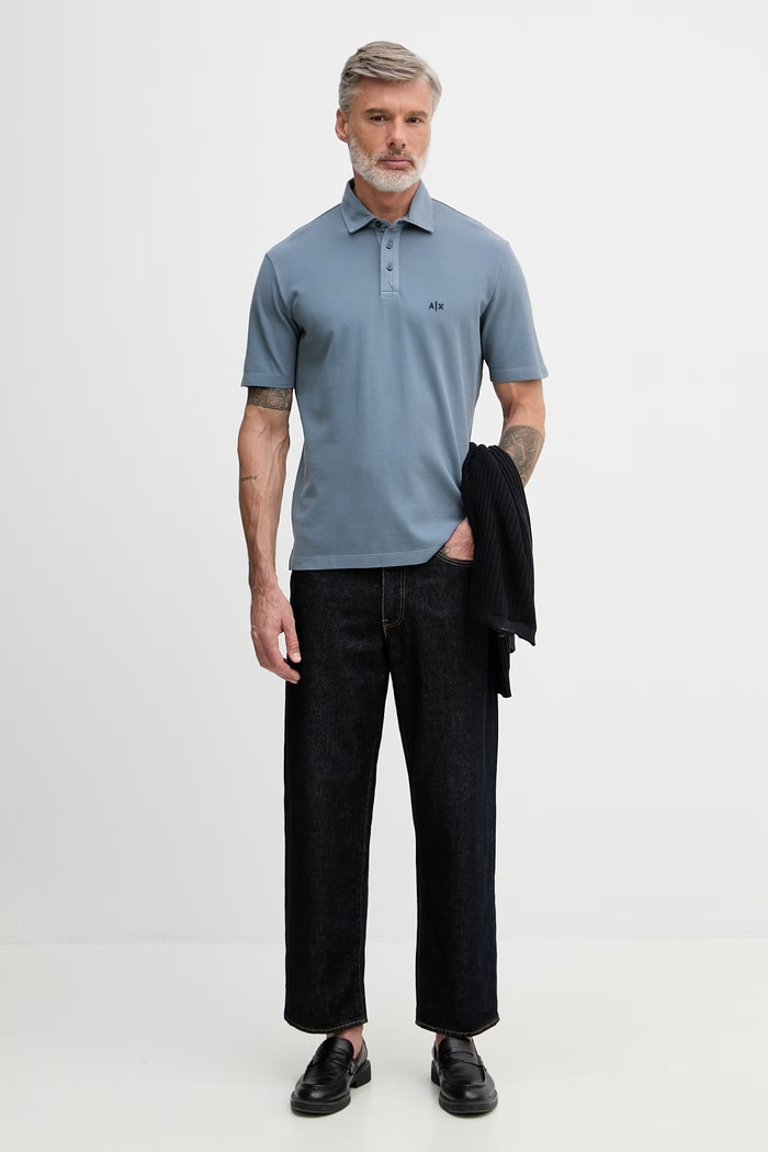Armani Exchange polo tričko pánske bavlnené XM002408.AF13055 modrá SS26