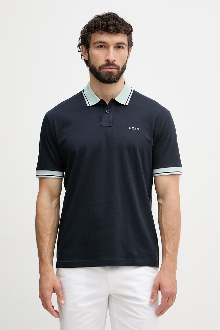 BOSS Orange polo tričko pánske bavlnené tmavomodrá 50561815