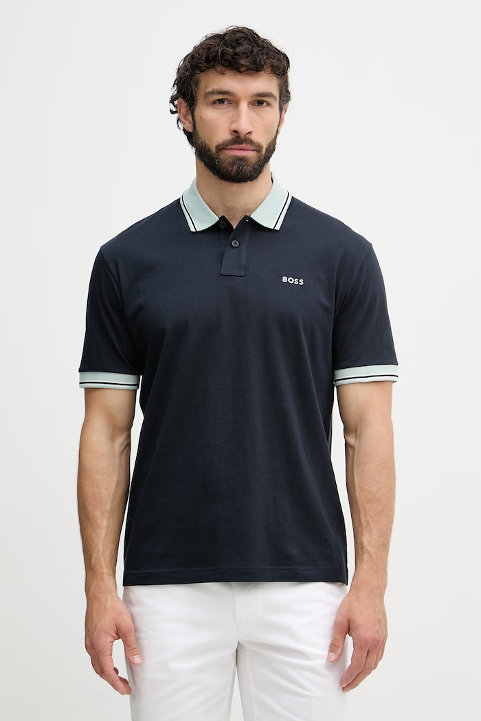BOSS Orange polo tričko pánske bavlnené tmavomodrá 50561815