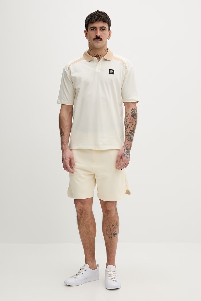 HUGO tričko pánske bavlnené s elastanom Dunios_RB 50559650 béžová SS26
