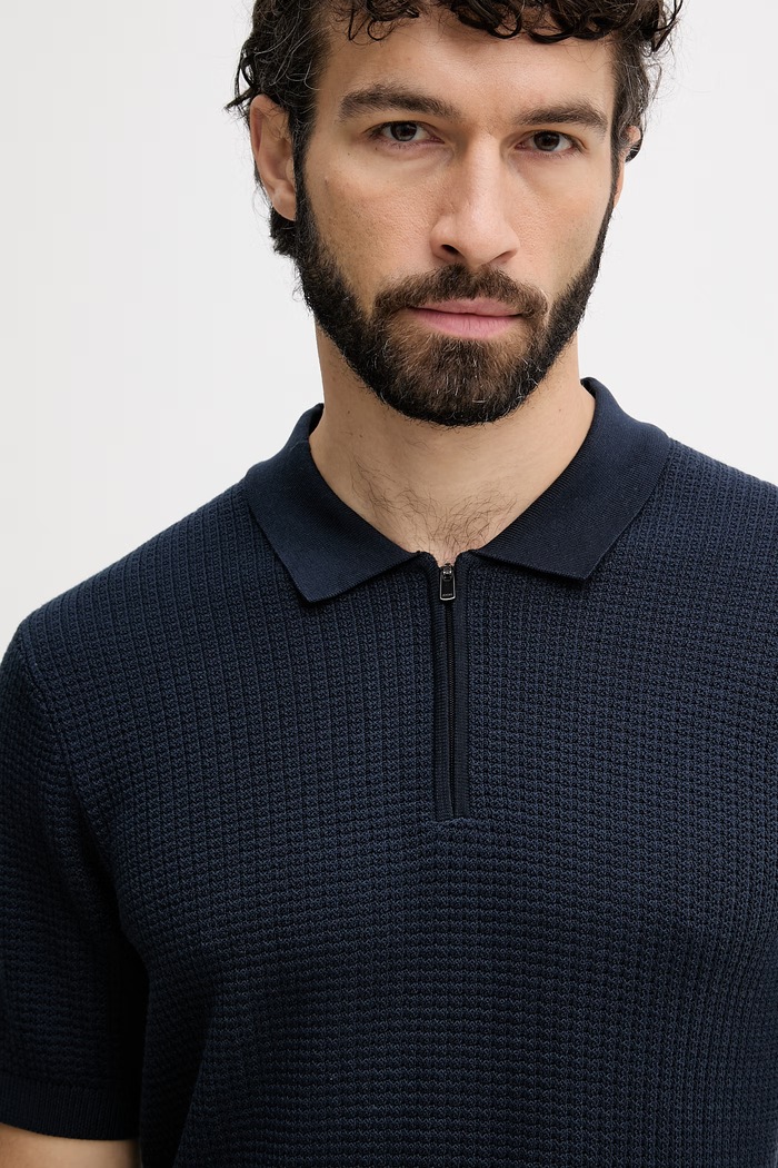 Joop! polo tricotat pentru bărbați, din bumbac bleumarin 30101508