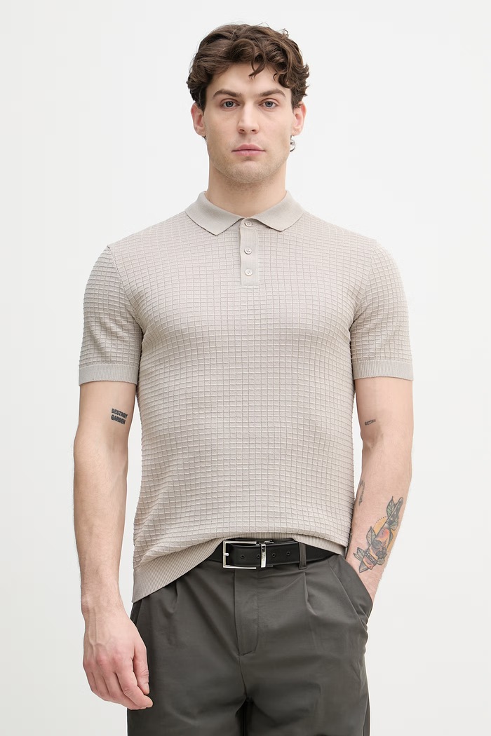 Joop! polo majica moška bombažna bež 30101509