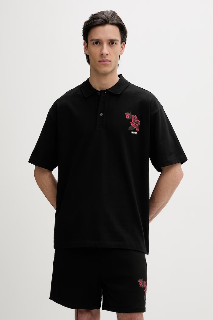 Bavlnené polo tričko HUGO Dardigo relaxed čierna 50556857