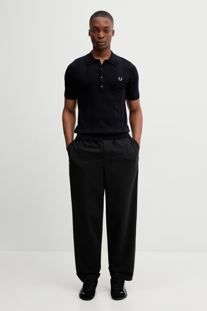 Fred Perry polo cu lână K2308. bleumarin