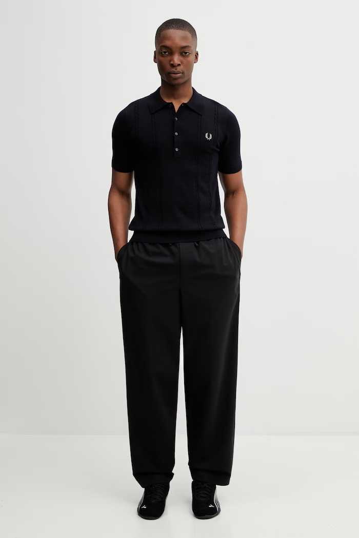 Fred Perry polo cu lână K2308. bleumarin