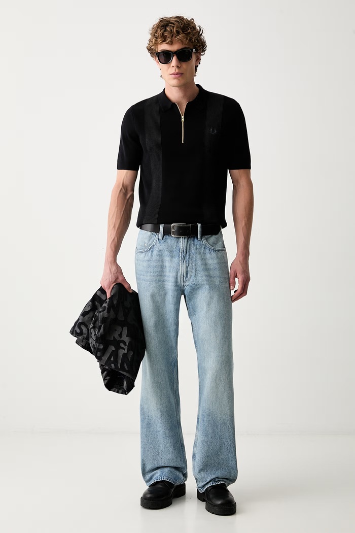 Fred Perry polo męskie z bawełną K2310 czarny SS26