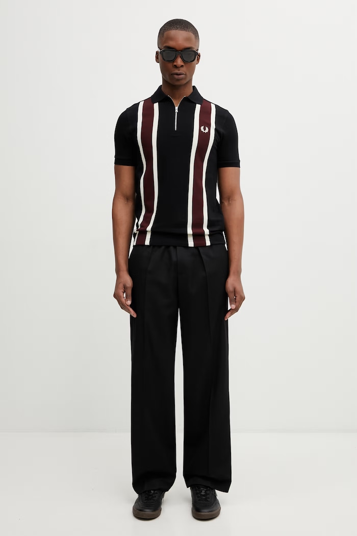 Βαμβακερό μπλουζάκι πόλο Fred Perry M2420 μαύρο