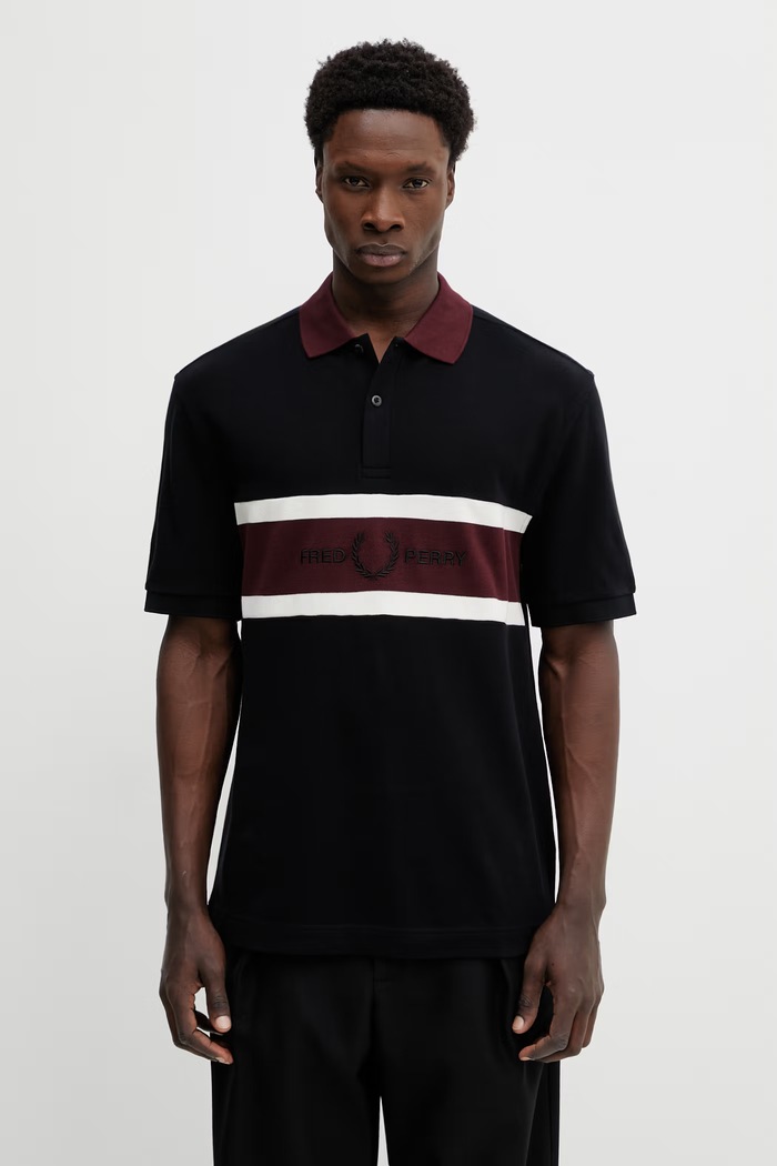 Βαμβακερό μπλουζάκι πόλο Fred Perry κανονικό μαύρο M2421