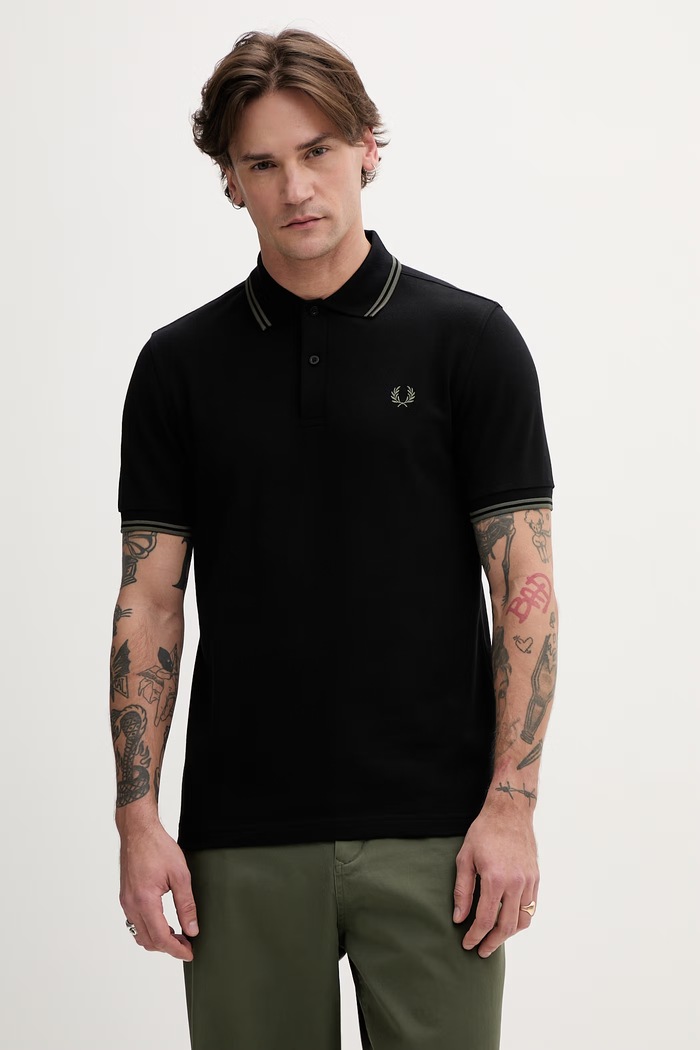 Bombažen polo Fred Perry Brez vzorca črna M3600.T44