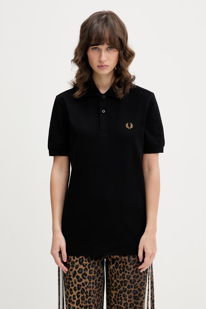 Βαμβακερό μπλουζάκι πόλο Fred Perry slim μαύρο M6000.N60