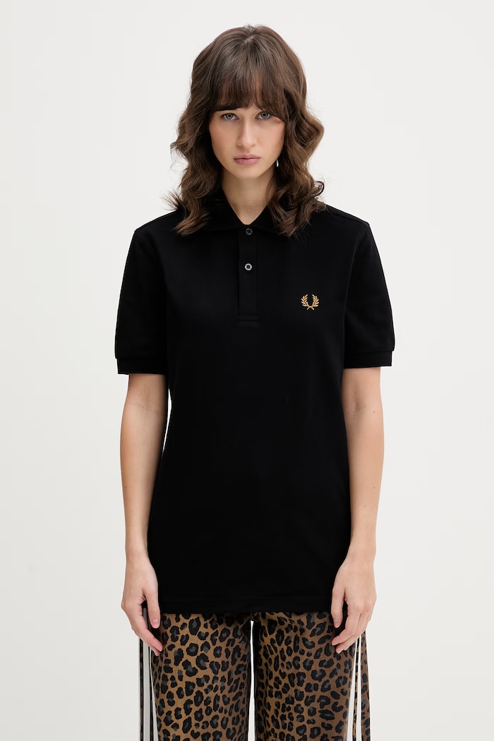 Βαμβακερό μπλουζάκι πόλο Fred Perry slim μαύρο M6000.N60