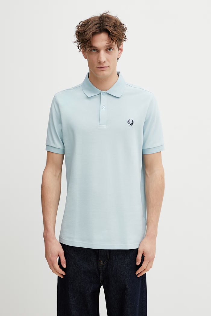 Bombažen polo Fred Perry Brez vzorca turkizna M6000.97A