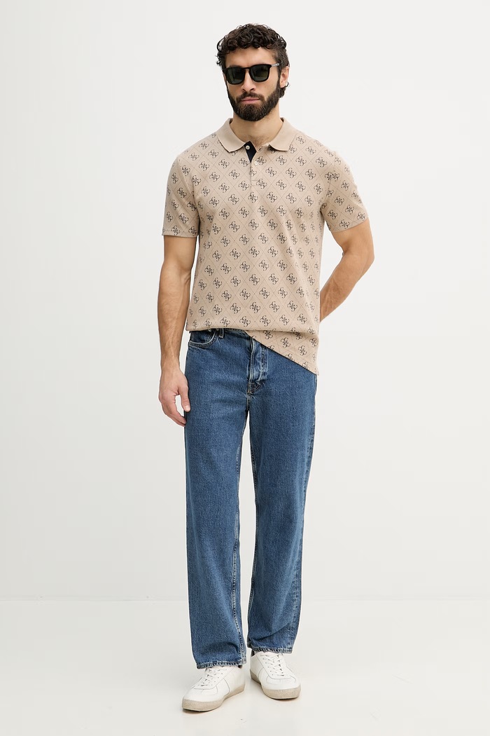 Guess polo tričko pánske M6GP04.K3073 béžová SS26