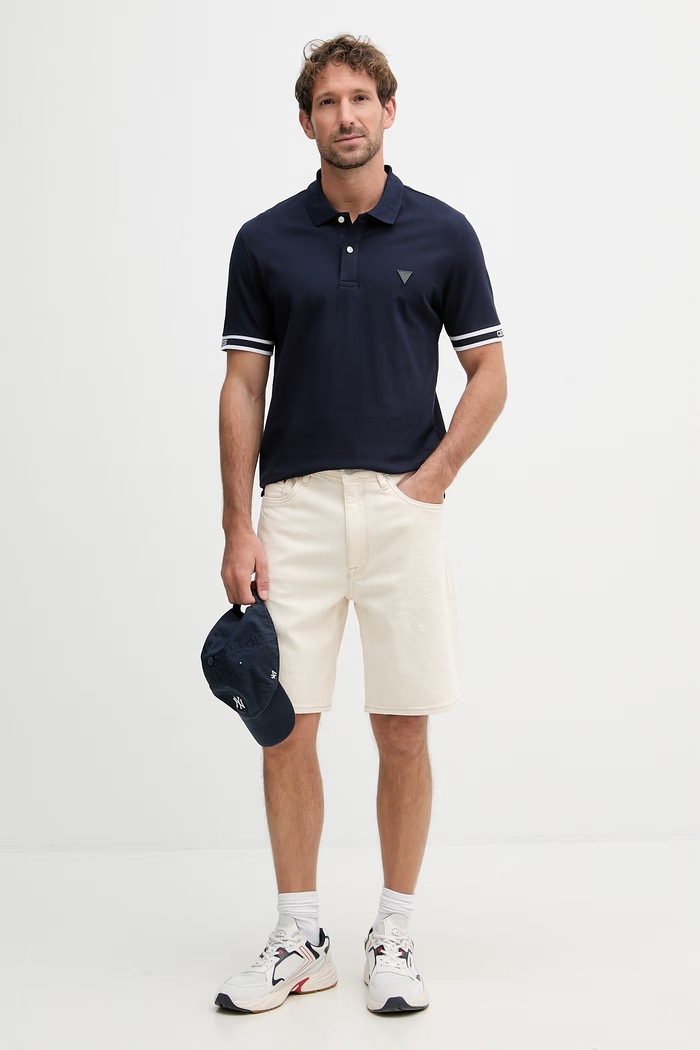 Guess polo tričko pánske bavlnené s elastanom LYLE M6GP60.K3076 tmavomodrá SS26