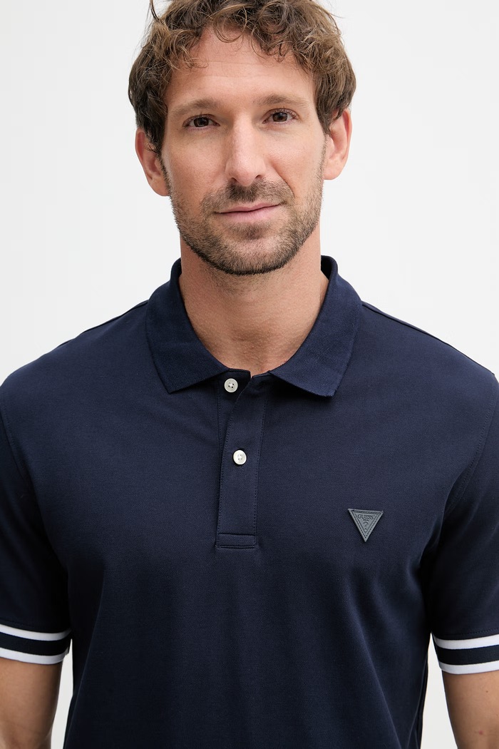 Guess polo tričko pánske bavlnené s elastanom LYLE tmavomodrá M6GP60.K3076