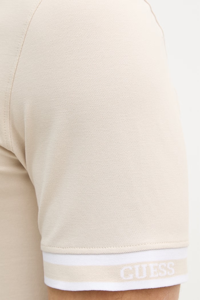 Guess polo pentru bărbați, din bumbac cu elastan LYLE M6GP60.K3076 bej