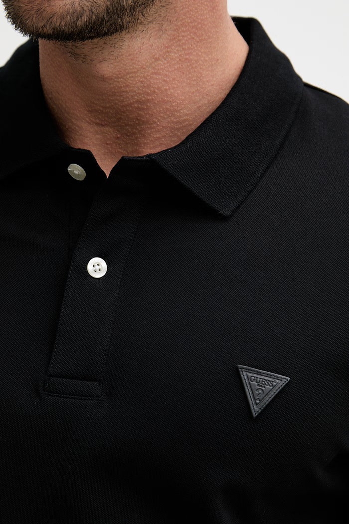 Guess polo tričko pánske bavlnené s elastanom LYLE M6GP60.K3076 čierna
