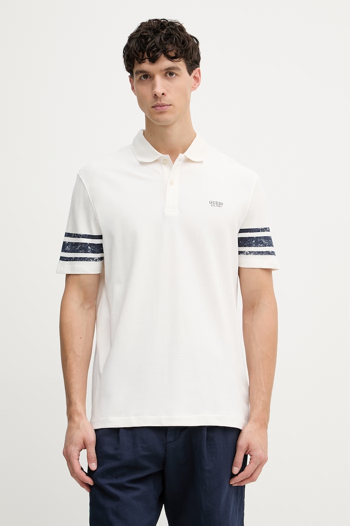 Guess Τοπ πόλο ανδρικό μπεζ M6GP03.K3071