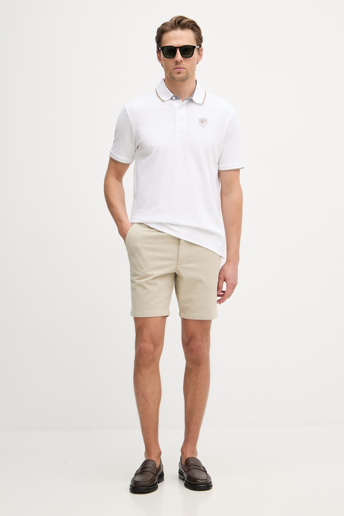 Blauer πόλο ανδρικό βαμβακερό DAMON BLUT02288 λευκό SS26