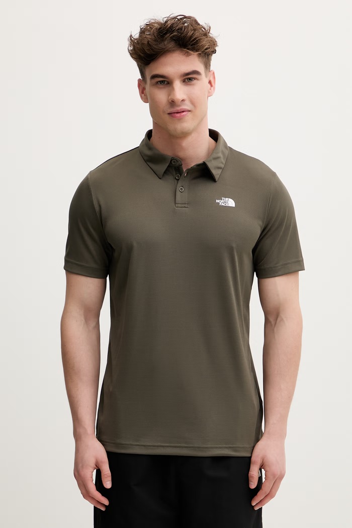 The North Face тениска с яка мъжка зелен NF0A2WAZ21L1