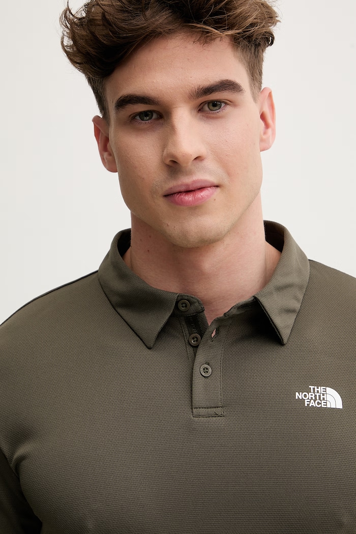 The North Face тениска с яка мъжка зелен NF0A2WAZ21L1