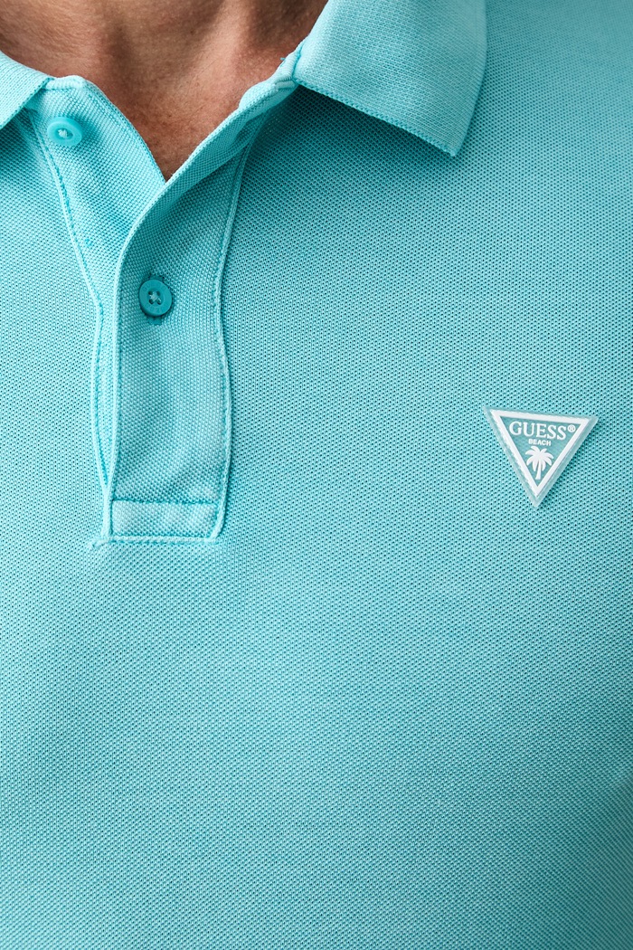 Guess polo męskie bawełniane turkusowy F6GP03.K9WF1