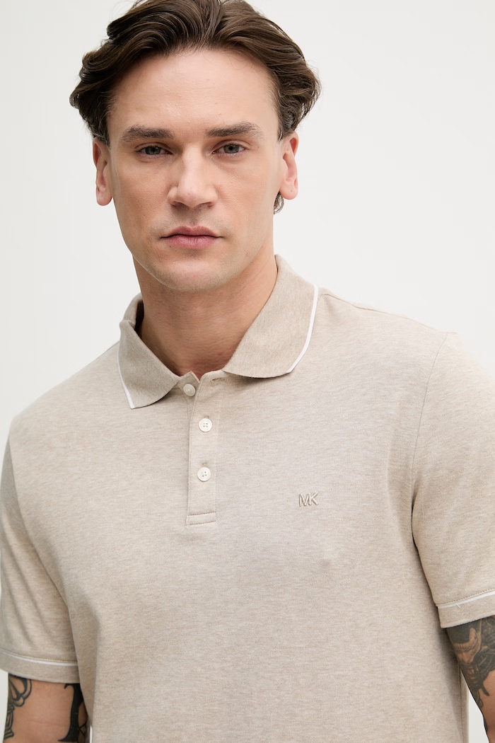 Michael Kors polo tričko pánske bavlnené béžová CB952SX20B