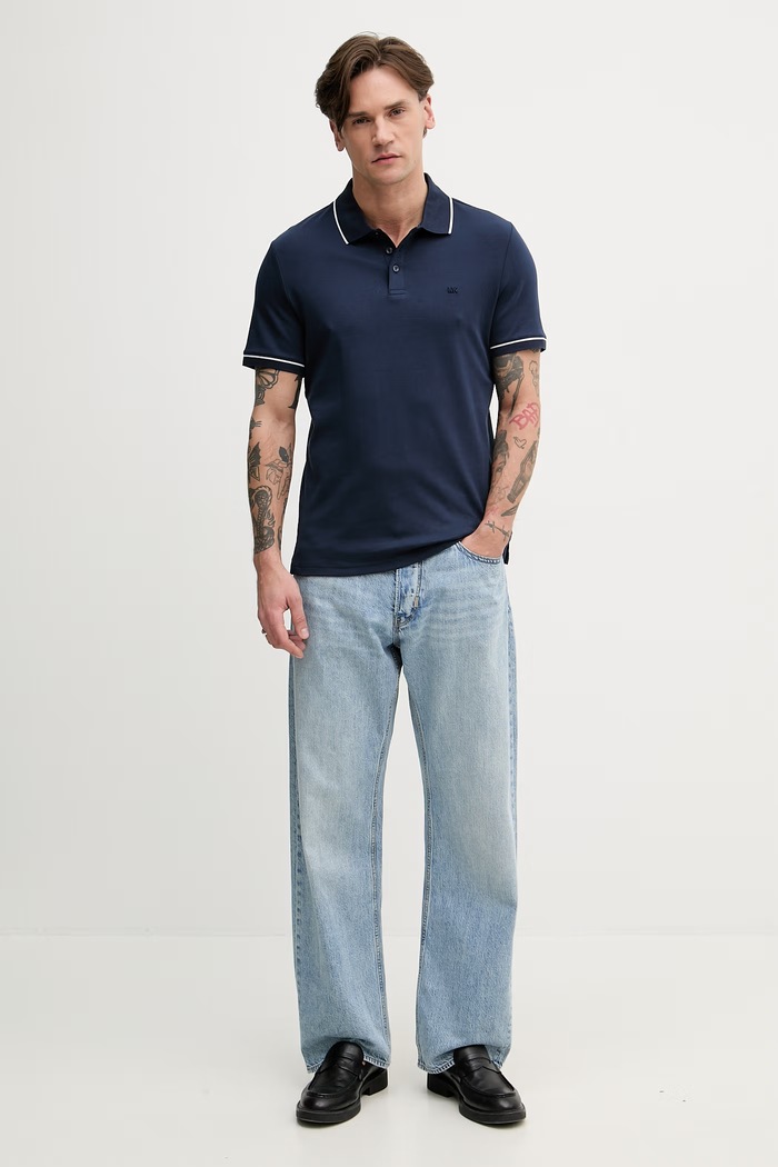 Michael Kors polo tričko pánske bavlnené CB952SX20B tmavomodrá SS26