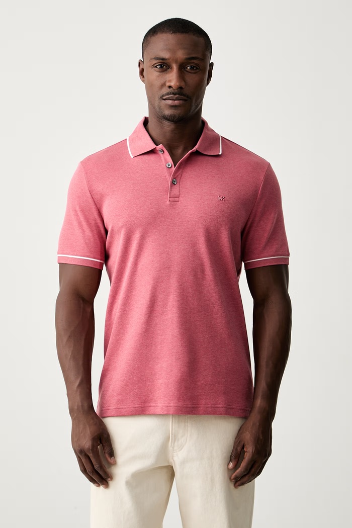 Michael Kors polo męskie bawełniane różowy CR652SX20B