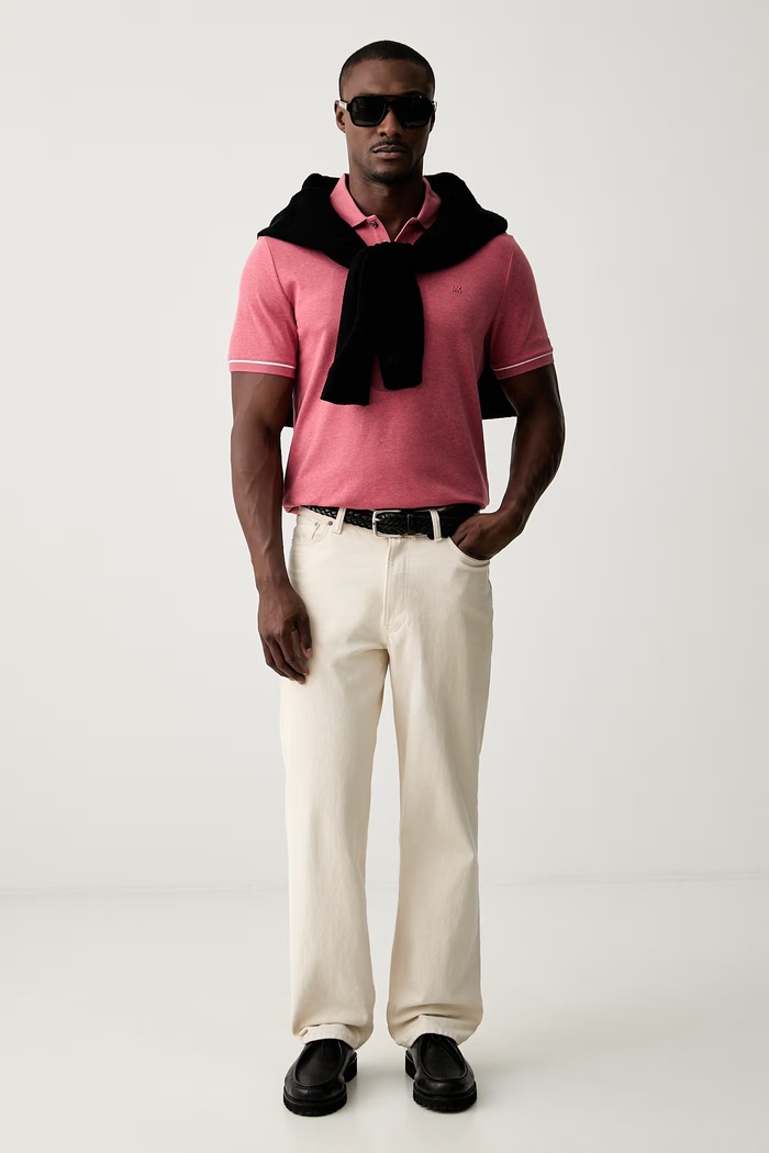 Michael Kors polo męskie bawełniane CR652SX20B różowy SS26