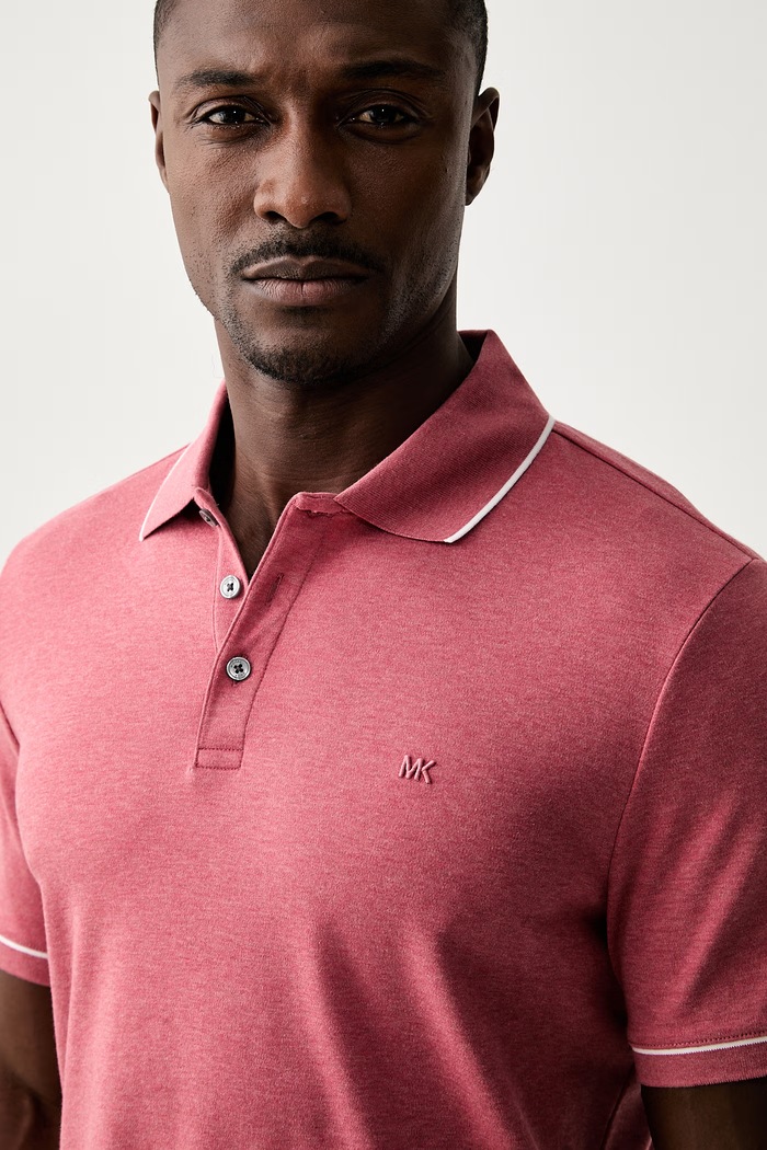 Michael Kors polo męskie bawełniane różowy CR652SX20B