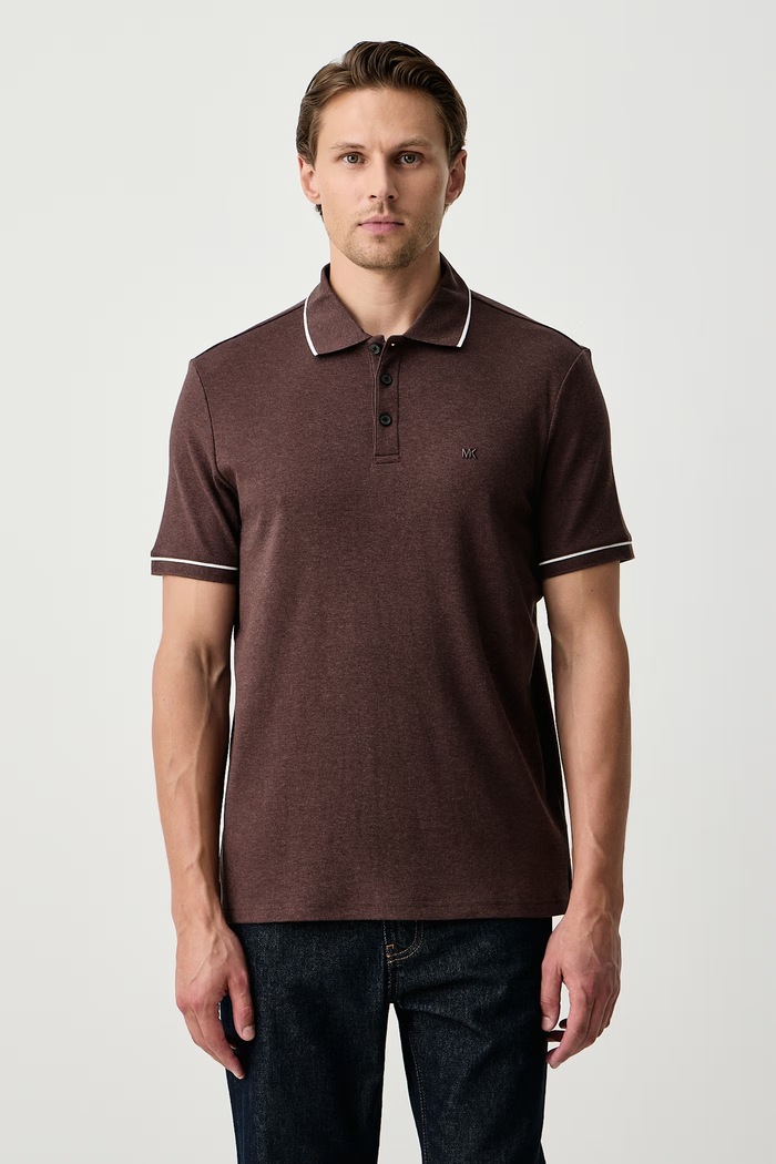 Michael Kors Polo pánské bavlněné hnědá CR652SX20B