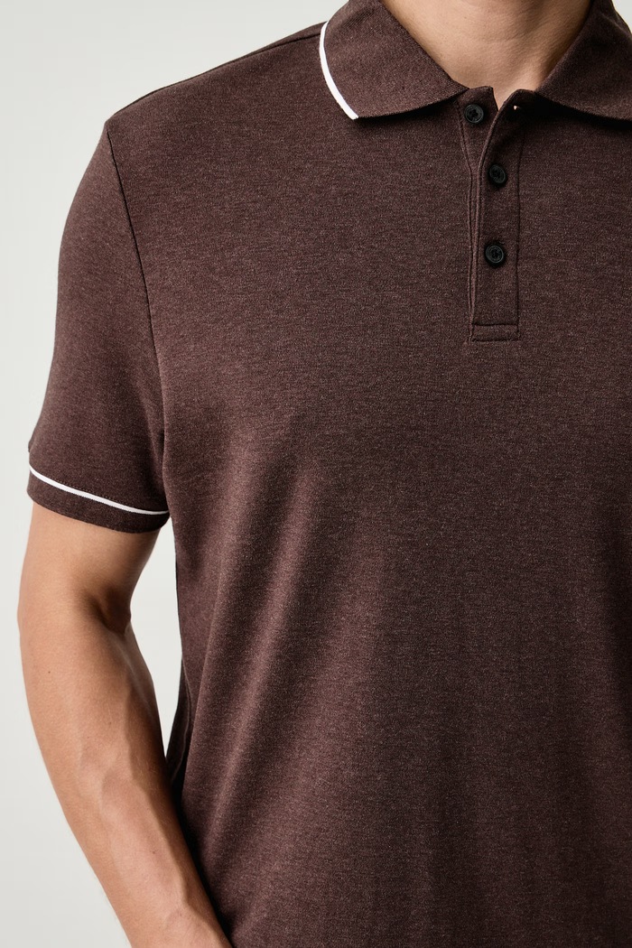 Polo pentru bărbați din bumbac Michael Kors CR652SX20B maro