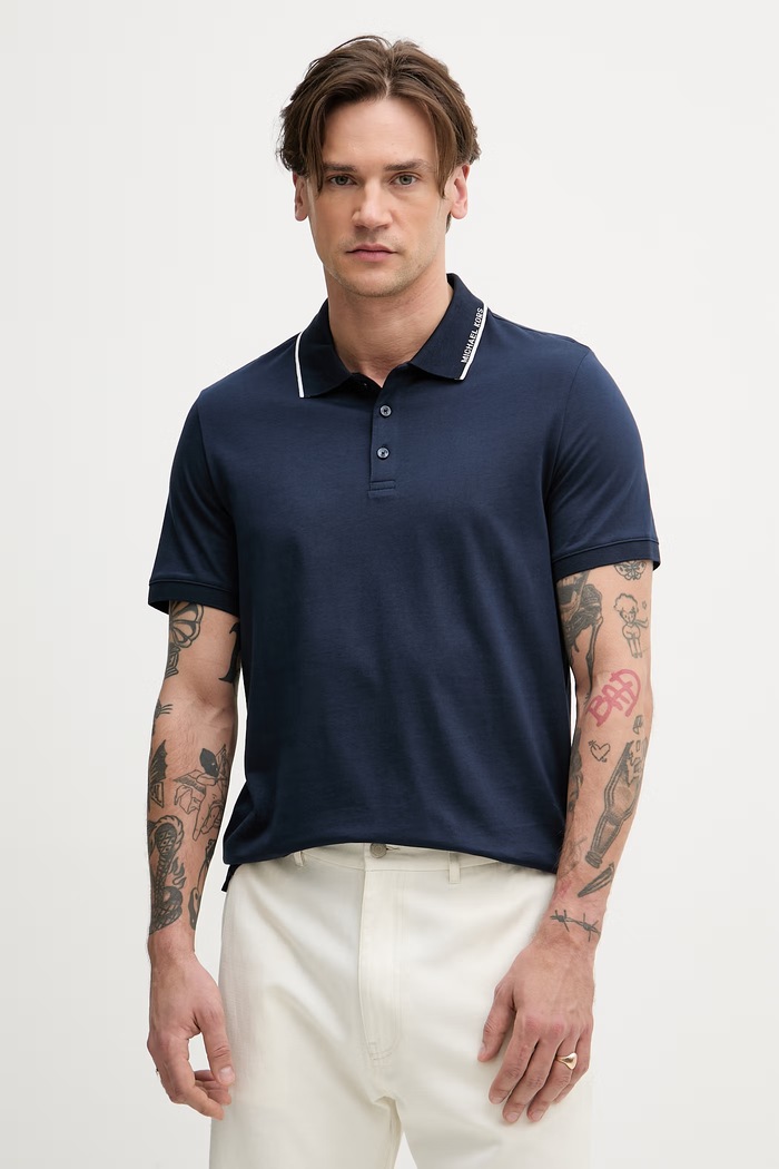 Michael Kors pánske bavlnené polo tričko tmavomodrá CS652WR19P