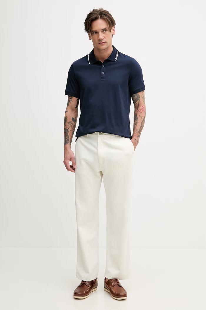 Michael Kors pánske bavlnené polo tričko CS652WR19P tmavomodrá SS26