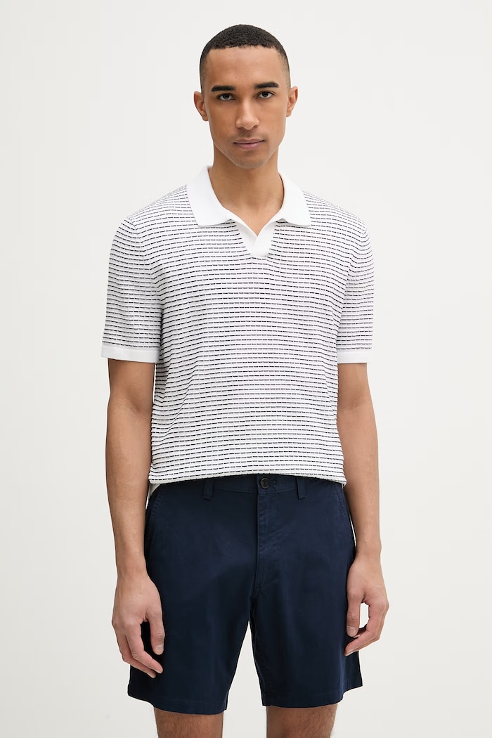 Michael Kors polo tricotat pentru bărbați, din bumbac alb CS660K8469