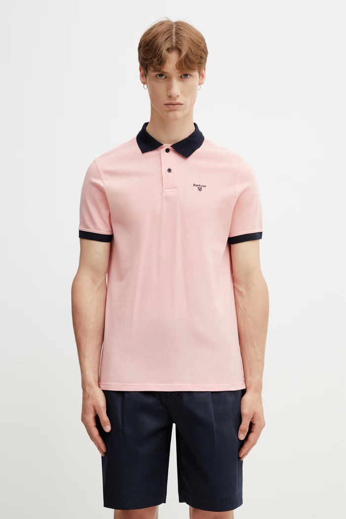 Barbour MML1449PI95 polo pentru bărbați din bumbac roz MML1449PI95