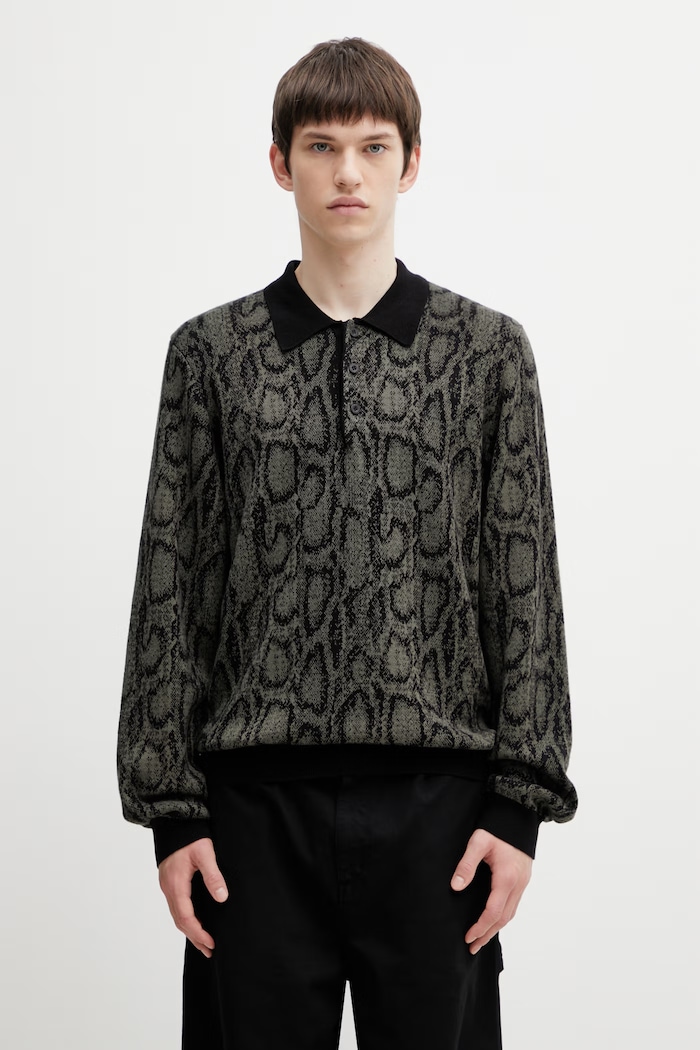 Carhartt WIP L/S Snake Polo sweater Men's green I036170.3QLXX