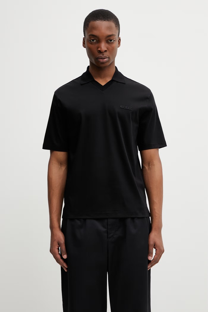 Mackage polo tričko pánske bavlnené čierna MARCO